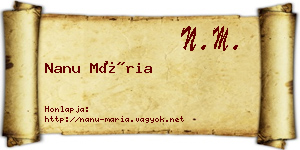 Nanu Mária névjegykártya